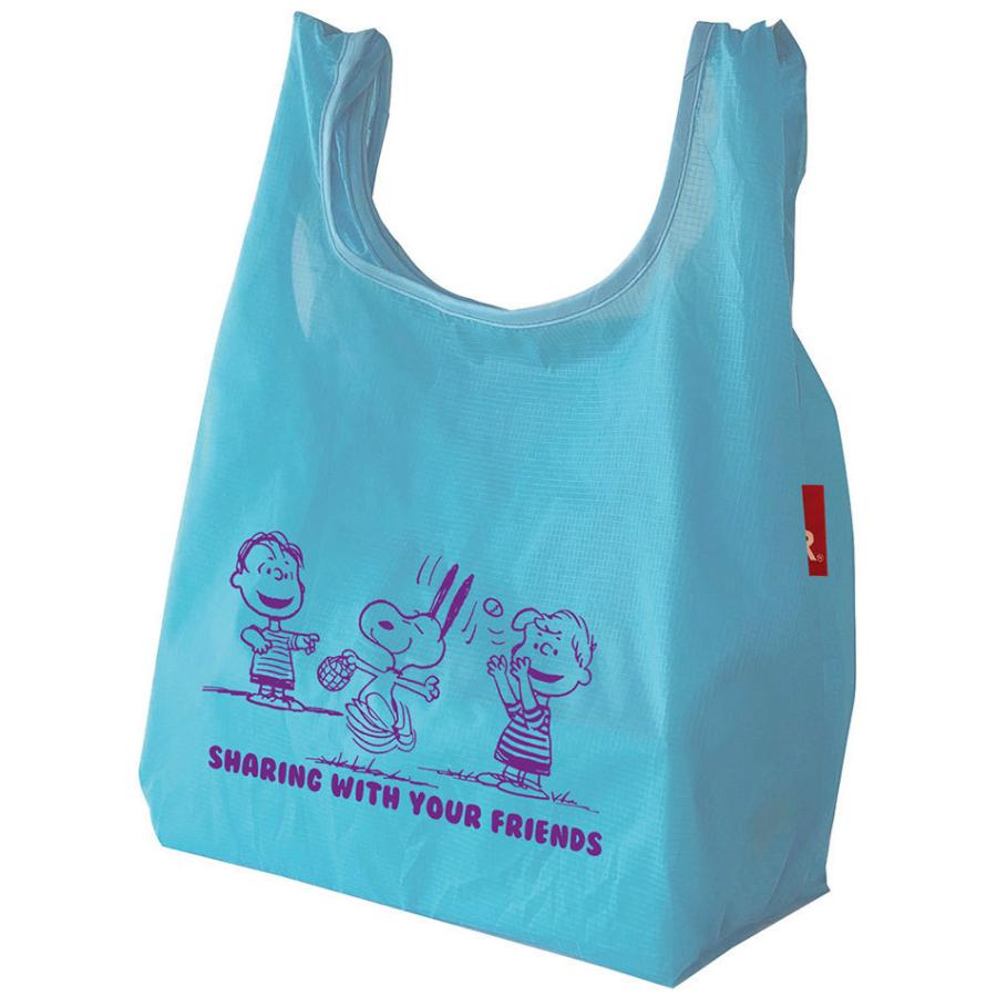 エコバッグ ルートート IP.ルーショッパーミッドリフティー.ピーナッツ-6U スヌーピー コンビニ用エコバッグ マチ広 折りたたみ ROOTOTE ブルー | ROOTOTE