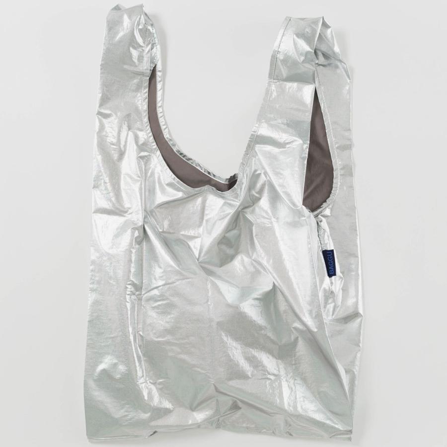 エコバッグ BAGGU 正規品 STANDARD BAGGU メタリックシリーズ コンパクト 収納ポーチ 折りたたみ バグゥ メタリックシルバー | BAGGU
