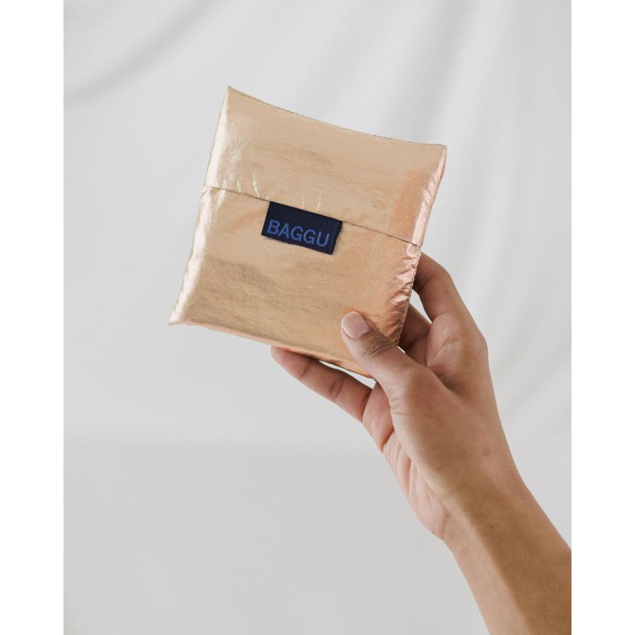エコバッグ BAGGU 正規品 STANDARD BAGGU メタリックシリーズ コンパクト 収納ポーチ 折りたたみ バグゥ メタリックピンクゴールド | BAGGU | 02