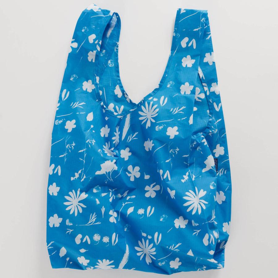 エコバッグ BAGGU 正規品 STANDARD BAGGU コンパクト マチ広 大きめサイズ 収納ポーチ 折りたたみ バグゥ サンプリントフラワー ブルー | BAGGU