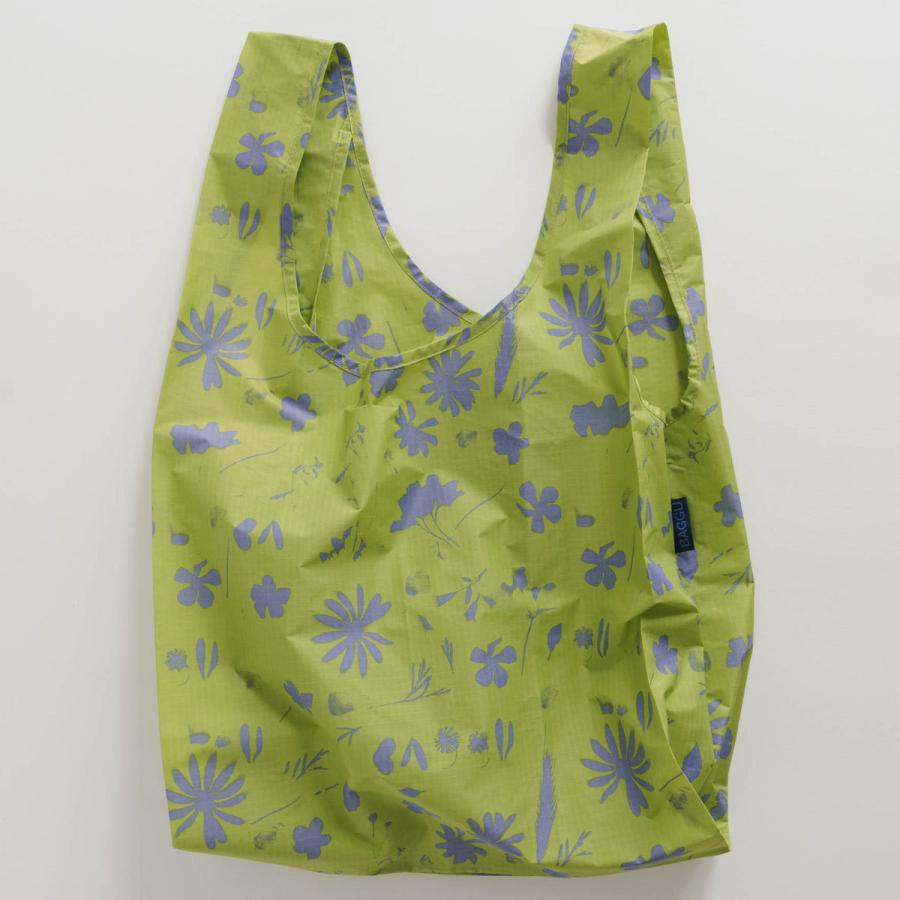 エコバッグ BAGGU 正規品 STANDARD BAGGU コンパクト マチ広 大きめサイズ 収納ポーチ 折りたたみ バグゥ サンプリントフラワー ライム | BAGGU