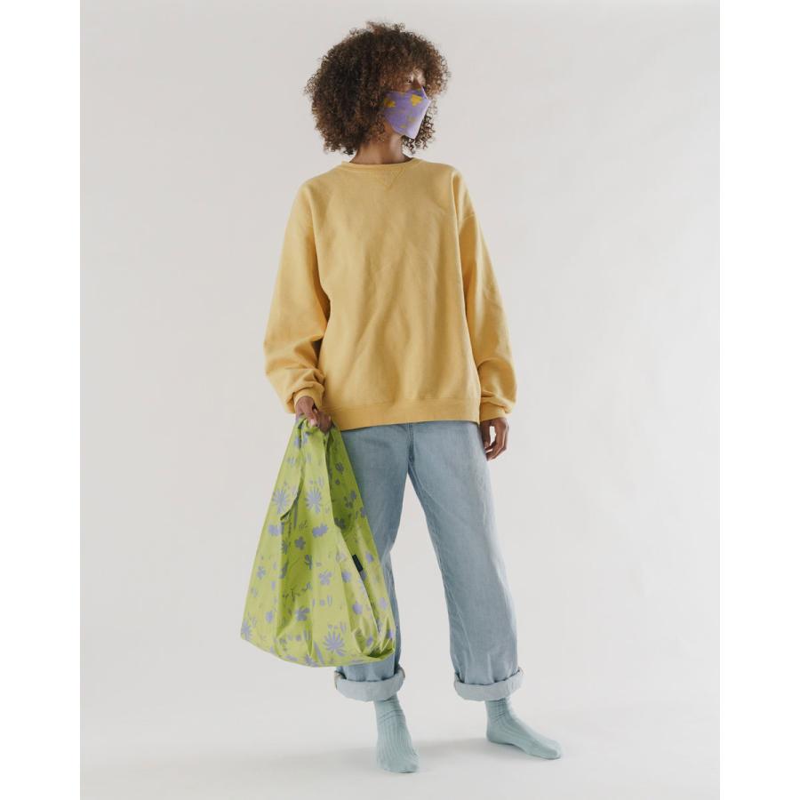 エコバッグ BAGGU 正規品 STANDARD BAGGU コンパクト マチ広 大きめサイズ 収納ポーチ 折りたたみ バグゥ サンプリントフラワー ライム | BAGGU | 01