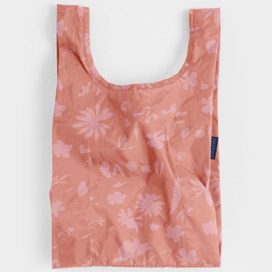 エコバッグ BAGGU 正規品 BABY BAGGU コンパクト マチ広 小さめサイズ 収納ポーチ 折りたたみ バグゥ サンプリントフラワー ピンク | BAGGU