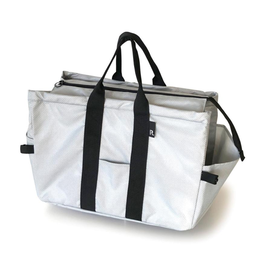 エコバッグ ルートート ルーショッパーグランデ サーモインナーセット 簡易保冷 洗濯可 おしゃれ 大容量 折りたたみ 収納 ROOTOTE ベージュストライプ | ROOTOTE | 07