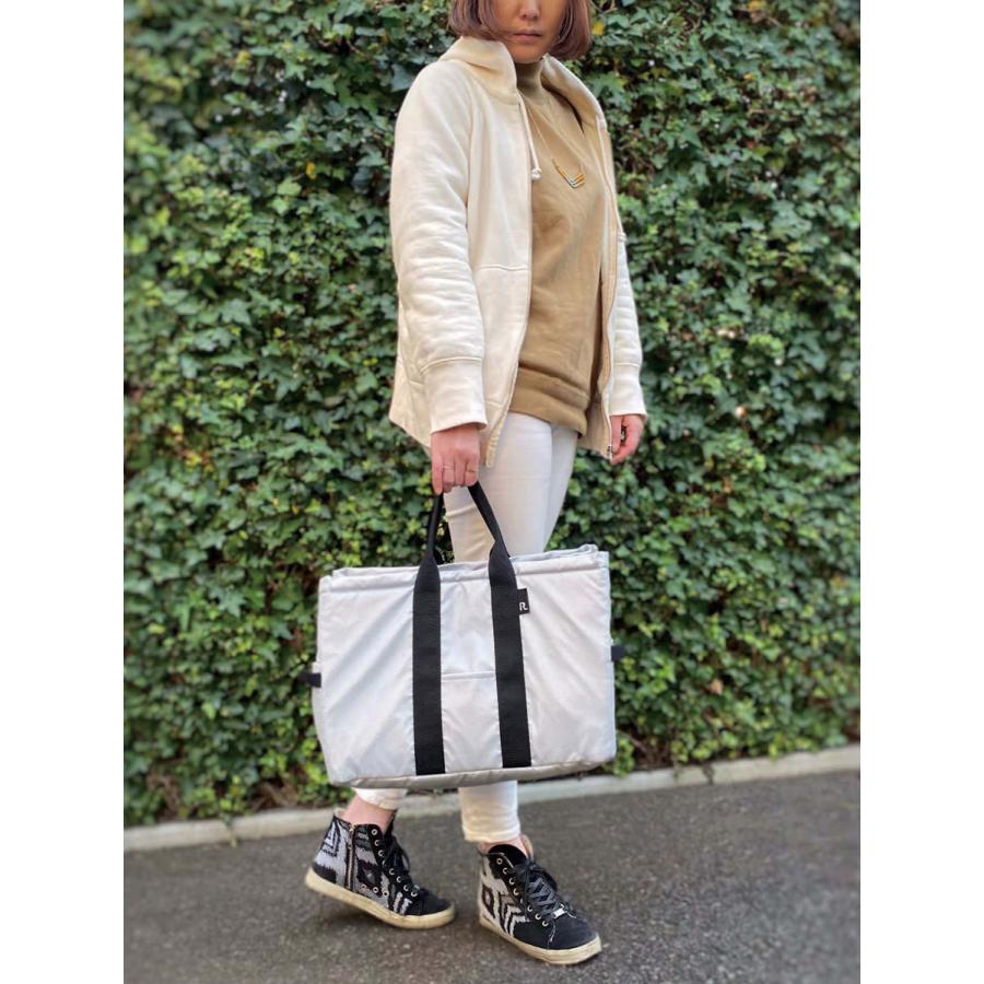 エコバッグ ルートート ルーショッパーグランデ サーモインナーセット 簡易保冷 洗濯可 おしゃれ 大容量 折りたたみ 収納 ROOTOTE ベージュストライプ | ROOTOTE | 09