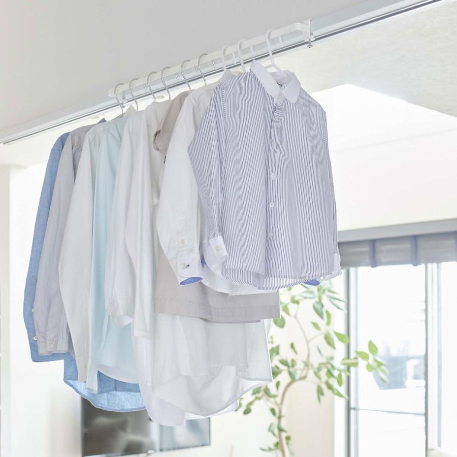 アイデア収納 正規品 TOWER タワー 室内物干しハンガーバー 部屋干し 室内干し ハンガーラック 隙間収納 アイデア商品 便利グッズ 山崎実業 ホワイト | tower