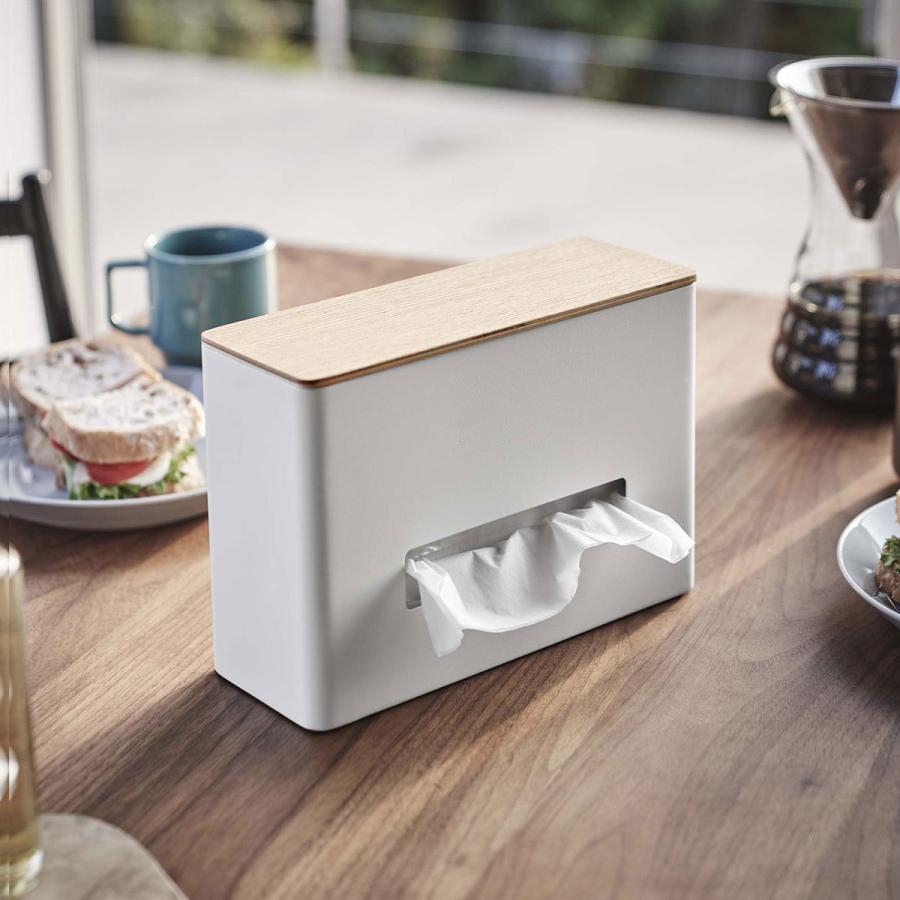 ティッシュケース 正規品 RIN リン ティッシュ＆ウェットシートケース ウェットティッシュケース アイデア収納 おしゃれ ティッシュカバー 山崎実業 ナチュラル | 