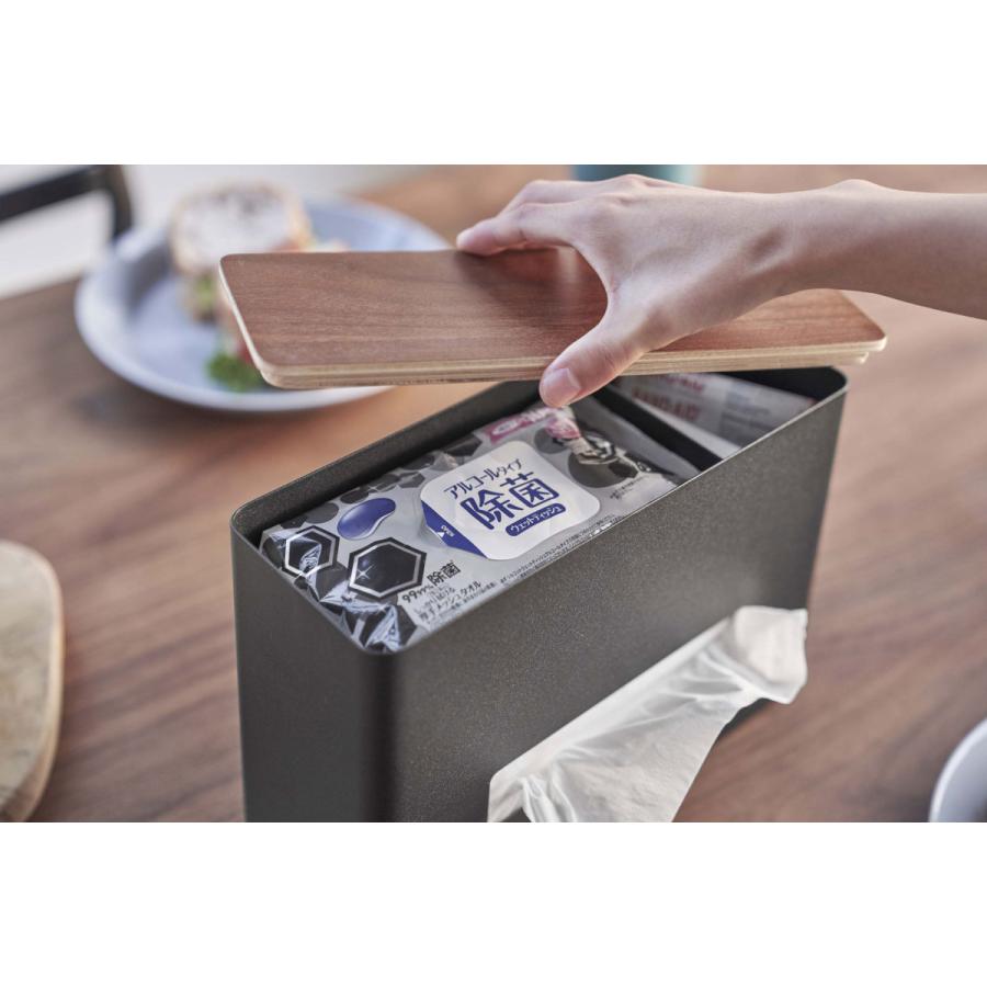 ティッシュケース 正規品 RIN リン ティッシュ＆ウェットシートケース ウェットティッシュケース アイデア収納 おしゃれ ティッシュカバー 山崎実業 ブラウン |  | 05