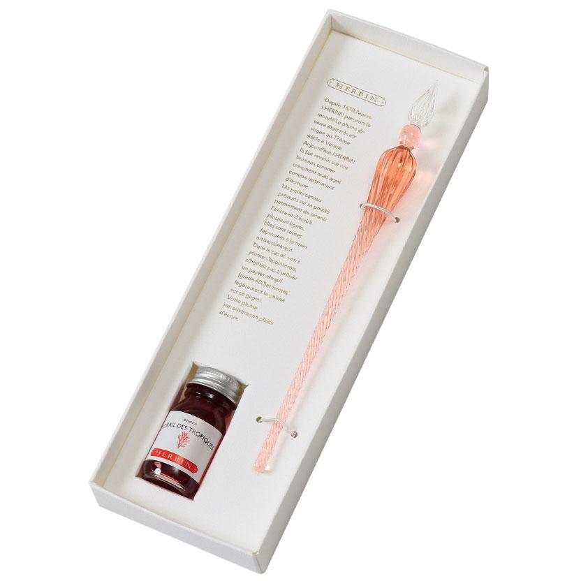 ガラスペン HERBIN ガラスペンつむぎ＆ミニインクセット フランス パリ 高級ペン 老舗ブランド エルバン コーラル/トロピカルコーラル（インク） | エルバン