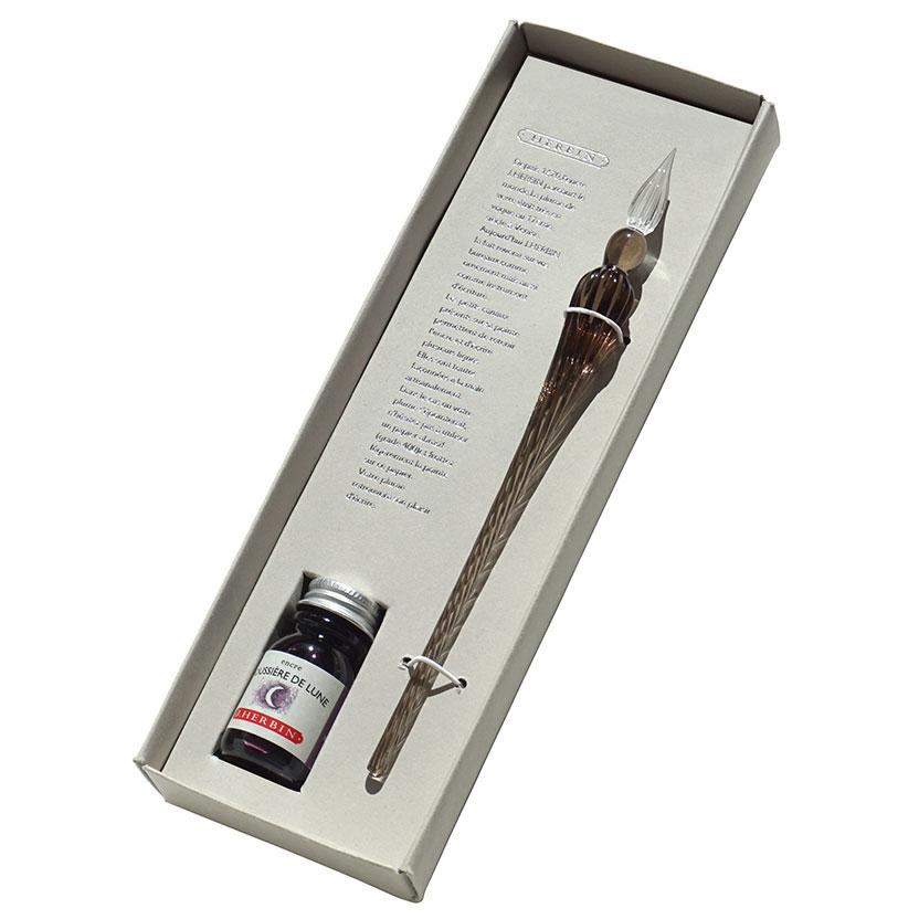 ガラスペン HERBIN ガラスペンつむぎ＆ミニインクセット フランス パリ 高級ペン 老舗ブランド エルバン グレー/ムーンシャドウ（インク） | エルバン