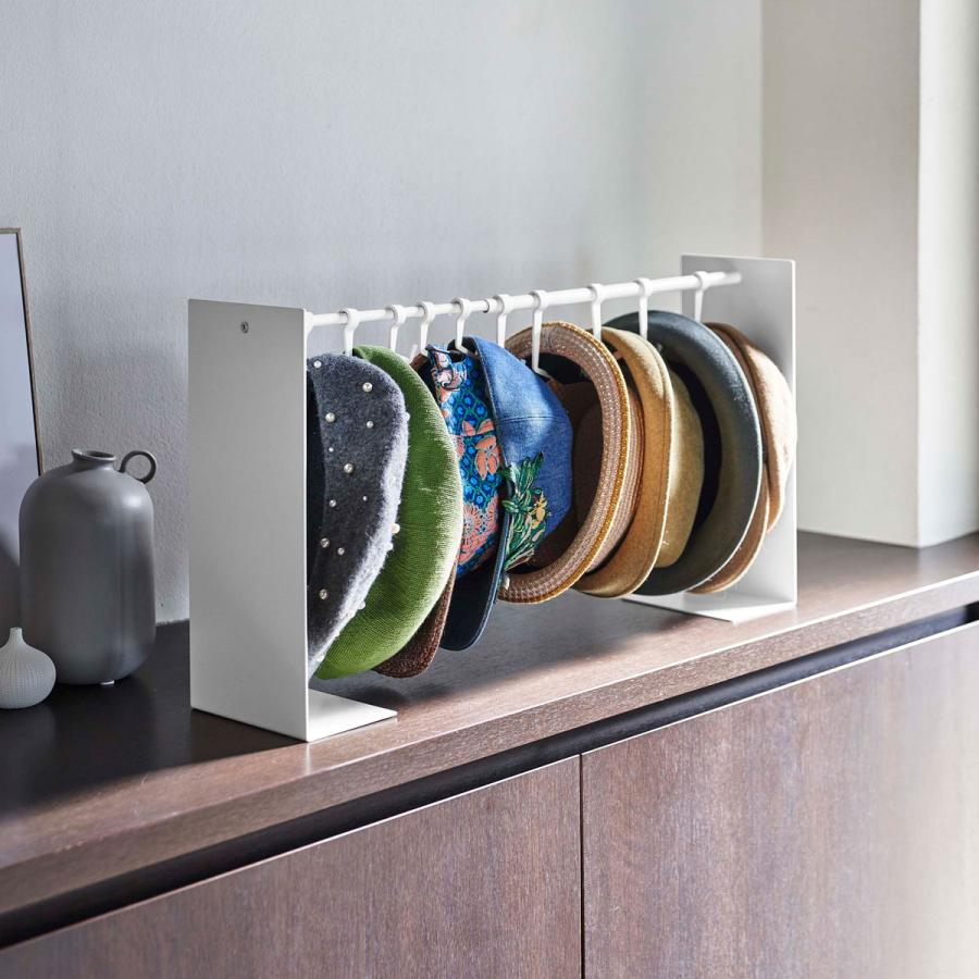 帽子収納アイデア 正規品 TOWER タワー 帽子収納スタンド 伸縮可能 フック 複数個 おしゃれ シンプル 帽子掛け 帽子フック 山崎実業 ホワイト | tower