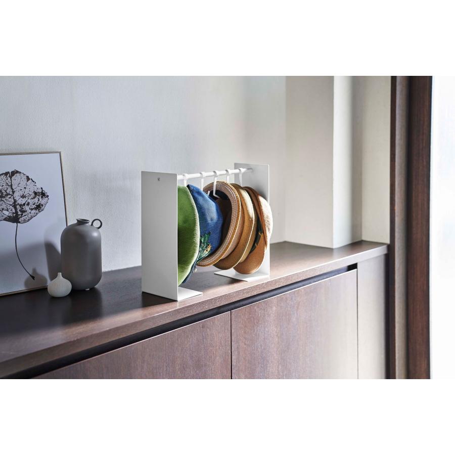 帽子収納アイデア 正規品 TOWER タワー 帽子収納スタンド 伸縮可能 フック 複数個 おしゃれ シンプル 帽子掛け 帽子フック 山崎実業 ホワイト | tower | 02