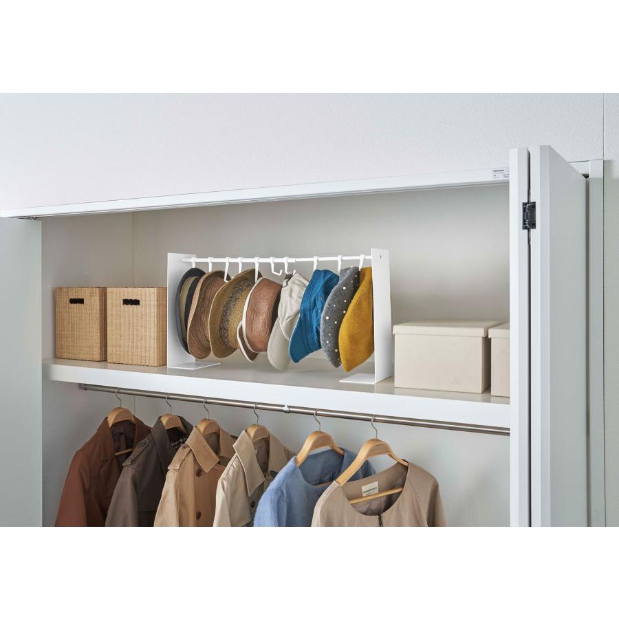 帽子収納アイデア 正規品 TOWER タワー 帽子収納スタンド 伸縮可能 フック 複数個 おしゃれ シンプル 帽子掛け 帽子フック 山崎実業 ホワイト | tower | 03