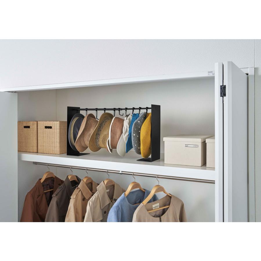 帽子収納アイデア 正規品 TOWER タワー 帽子収納スタンド 伸縮可能 フック 複数個 おしゃれ シンプル 帽子掛け 帽子フック 山崎実業 ブラック | tower | 03