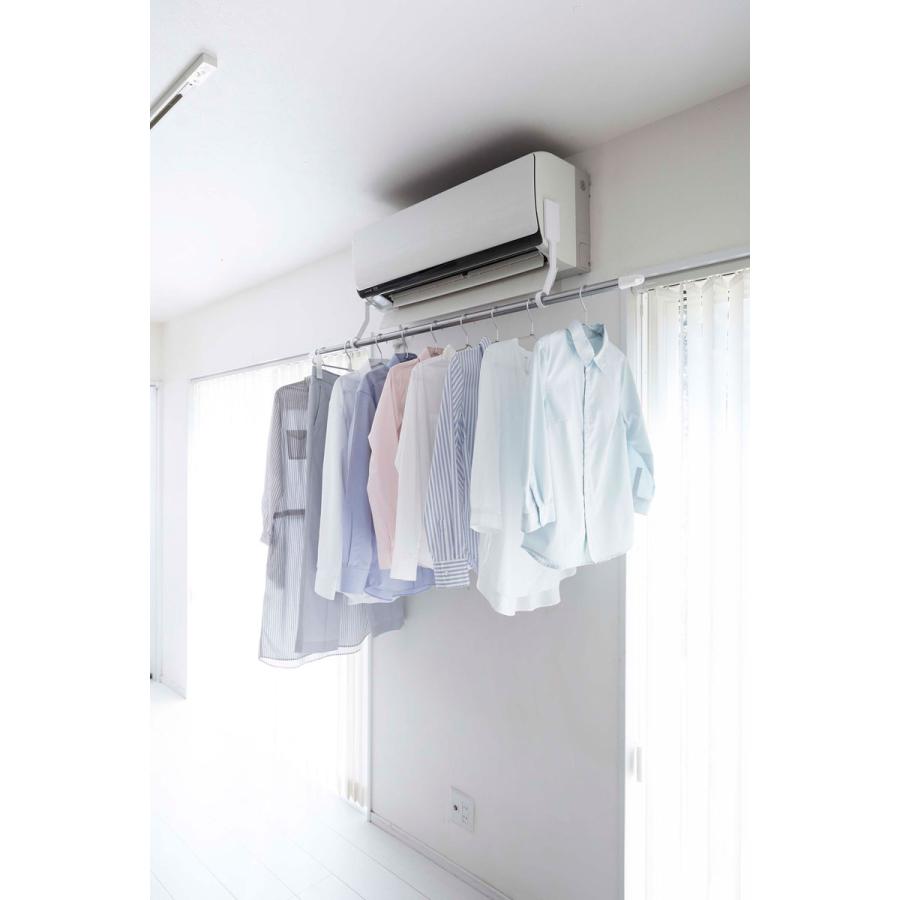 物干し竿ホルダー 正規品 TOWER タワー フィルムフックエアコン室内物干しポールホルダー ポールホルダー 室内物干し 室内干し 山崎実業 ホワイト | tower | 02
