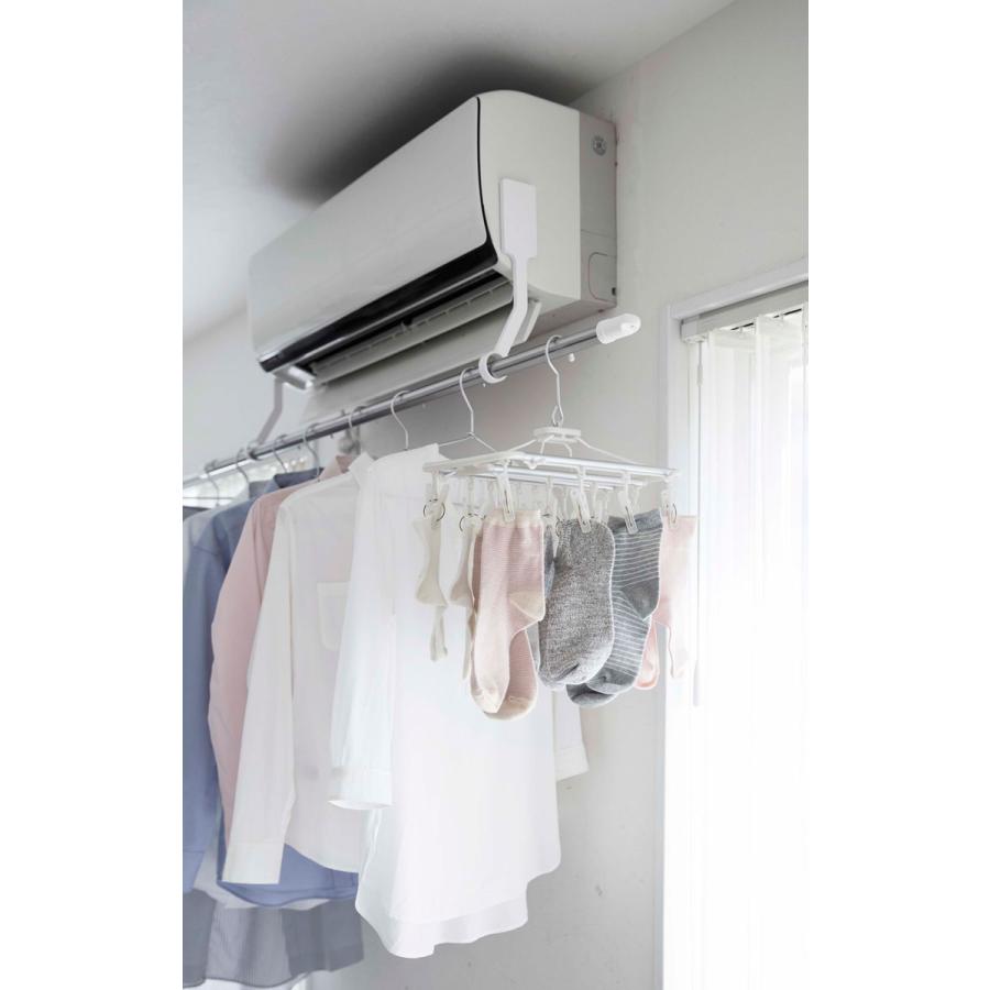 物干し竿ホルダー 正規品 TOWER タワー フィルムフックエアコン室内物干しポールホルダー ポールホルダー 室内物干し 室内干し 山崎実業 ホワイト | tower | 06