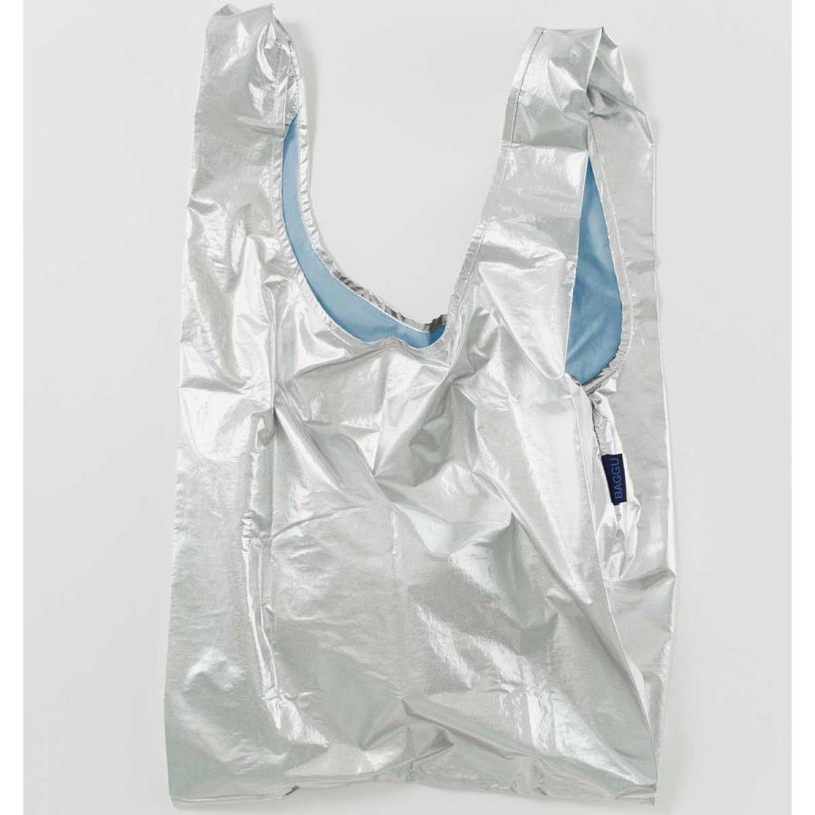 エコバッグ BAGGU バグゥ スタンダードバグゥ メタリック ポーチ付き レジ袋型エコバッグ 大きめ 折りたたみ バグー 正規品 シルバー | BAGGU