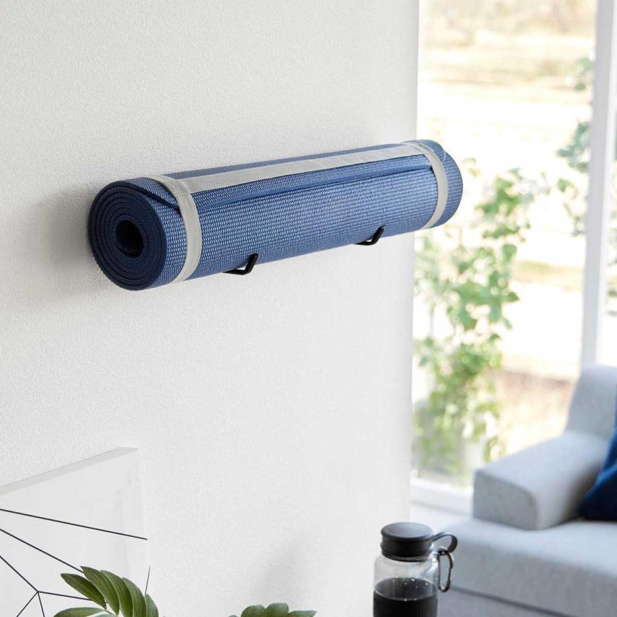 ヨガマットラック 正規品 tower タワー 石こうボード壁対応ウォールヨガマットハンガー 石膏ボード対応 壁掛け 壁付け 収納ラック 山崎実業 ブラック | tower