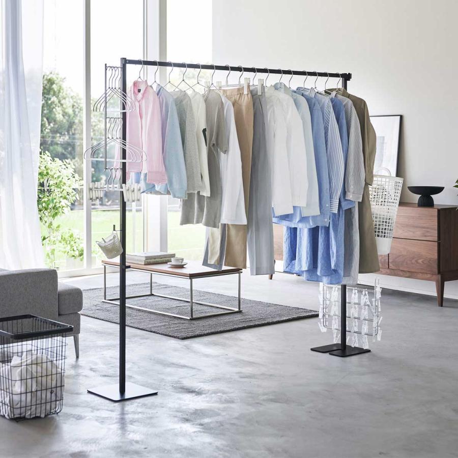 室内干し 正規品 tower タワー 折り畳み室内物干し 折りたたみ 収納 コンパクト スリム フック 室内物干し 山崎実業 ブラック | tower