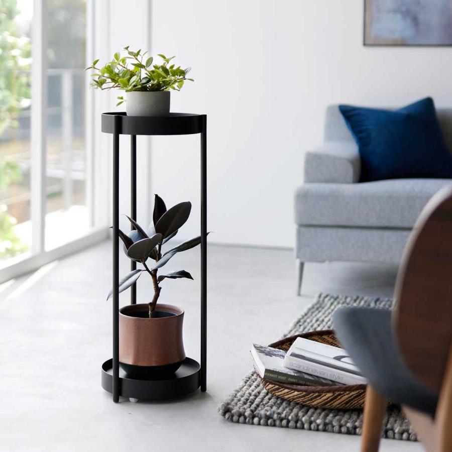 プランタースタンド tower タワー キャスター付きプランタースタンド 2段 スリム コンパクト 観葉植物 園芸 フラワースタンド ガーデンラック 山崎実業 ブラック | tower