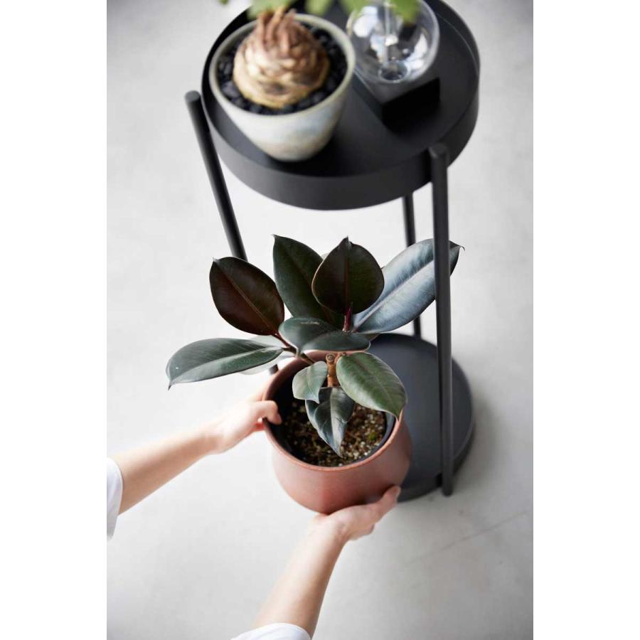 プランタースタンド tower タワー キャスター付きプランタースタンド 2段 スリム コンパクト 観葉植物 園芸 フラワースタンド ガーデンラック 山崎実業 ブラック | tower | 05