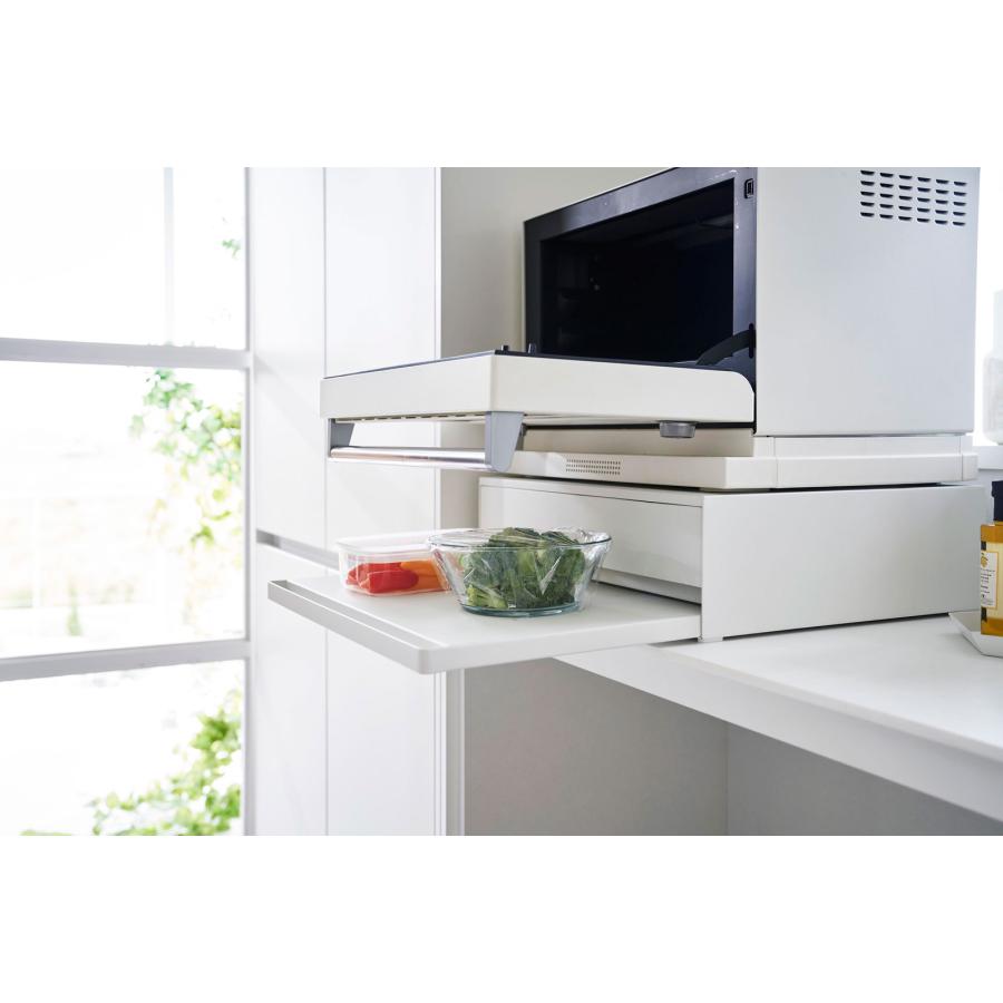 調味料ラック tower タワー 2way ツーウェイ キッチン家電下引き出し＆スライドテーブル 一時置き 調理台 レンジ下 スパイスラック 山崎実業 ホワイト | tower | 04