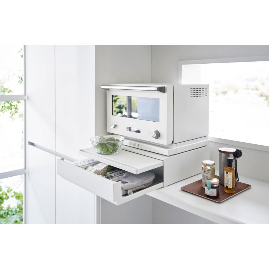 調味料ラック tower タワー 2way ツーウェイ キッチン家電下引き出し＆スライドテーブル 一時置き 調理台 レンジ下 スパイスラック 山崎実業 ホワイト | tower | 05