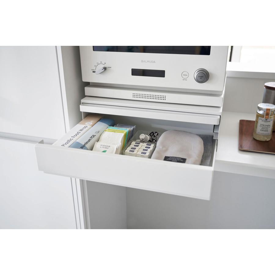 調味料ラック tower タワー 2way ツーウェイ キッチン家電下引き出し＆スライドテーブル 一時置き 調理台 レンジ下 スパイスラック 山崎実業 ホワイト | tower | 07