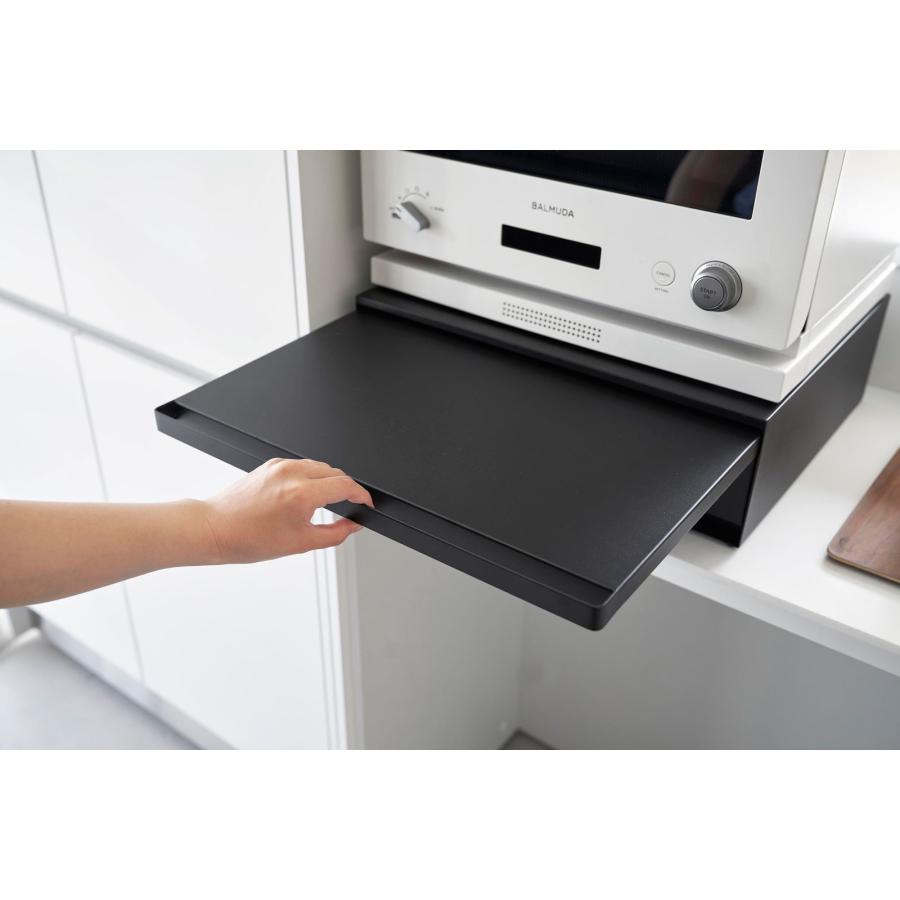 調味料ラック tower タワー 2way ツーウェイ キッチン家電下引き出し＆スライドテーブル 一時置き 調理台 レンジ下 スパイスラック 山崎実業 ブラック | tower | 06