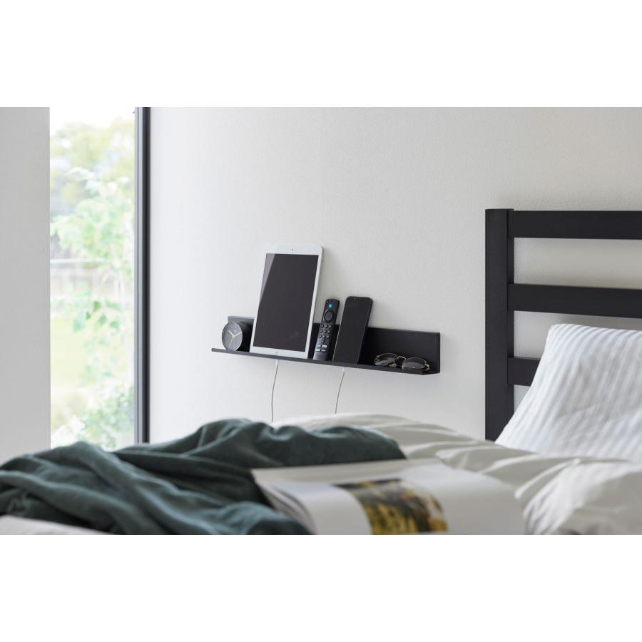 壁面収納 tower タワー 石こうボード壁対応タブレット＆ブック棚 タブレットスタンド リモコンラック スリム 壁掛け 飾り棚 ディスプレイ棚 山崎実業 ブラック | tower | 05