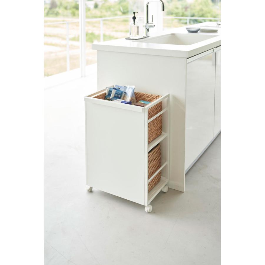 キャスター付きワゴン 正規品 tower タワー 目隠しワゴン 見た目スッキリ 2段 スチール製 キャスター キッチンワゴン 山崎実業 ホワイト | tower | 07