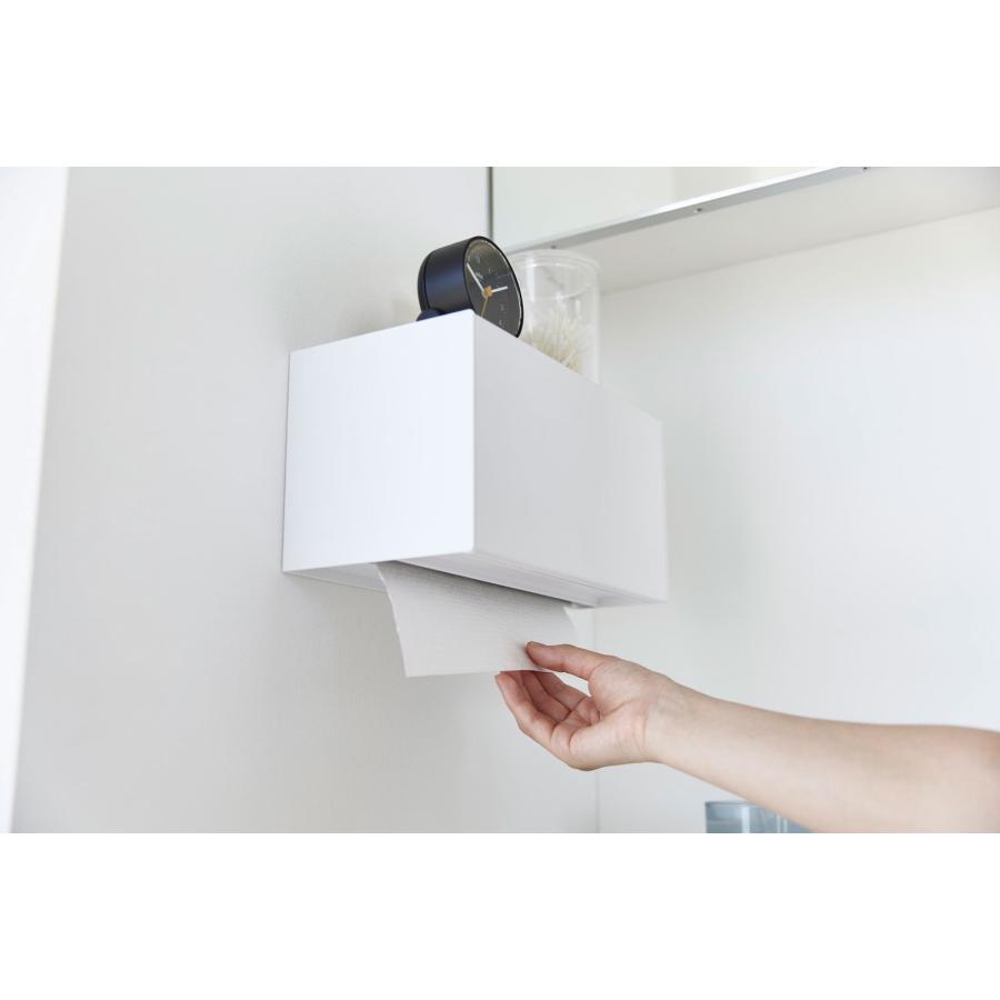 ペーパータオルホルダー tower タワー 石こうボード壁対応トレー付きペーパータオルディスペンサー 壁付け 壁掛け ペーパータオルケース 山崎実業 ホワイト | tower | 05