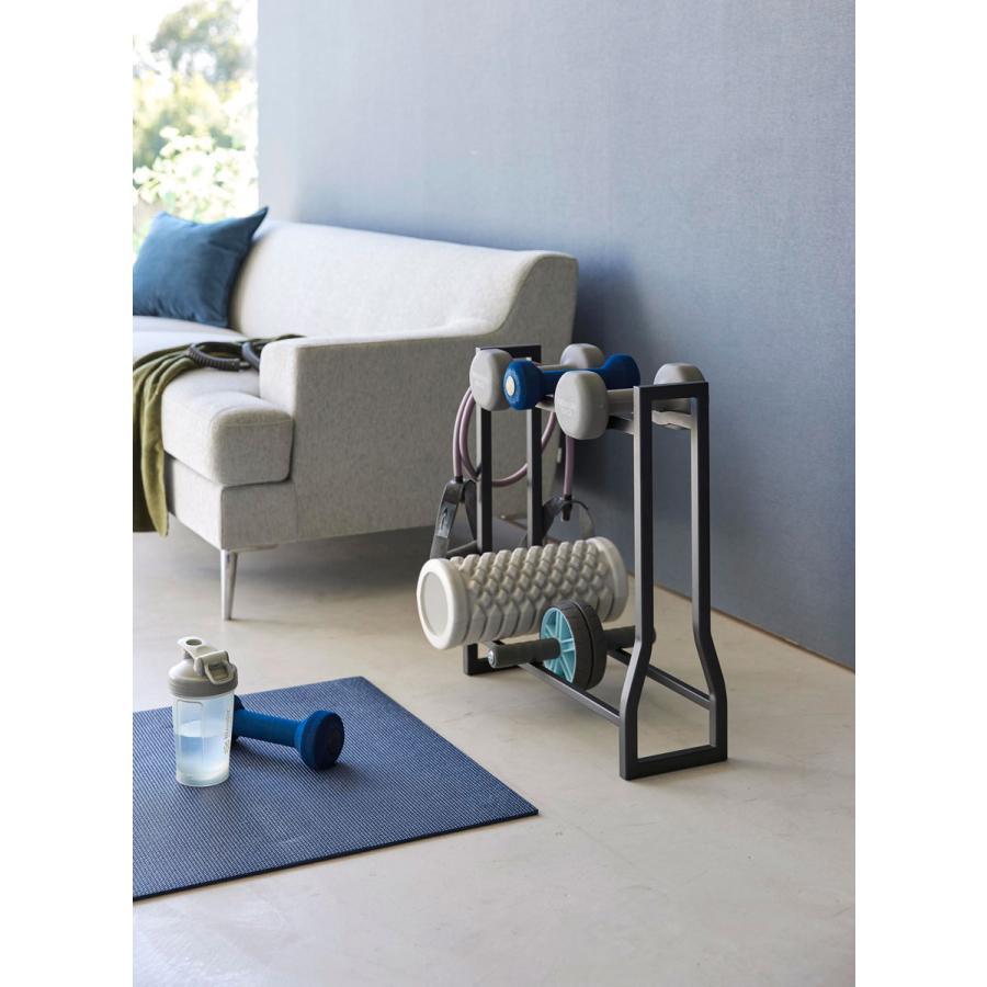 ダンベル収納ラック 正規品 tower タワー ダンベルラック 重量可変式ダンベル 腹筋ローラー フォームローラー 家庭用 山崎実業 ブラック | tower | 03