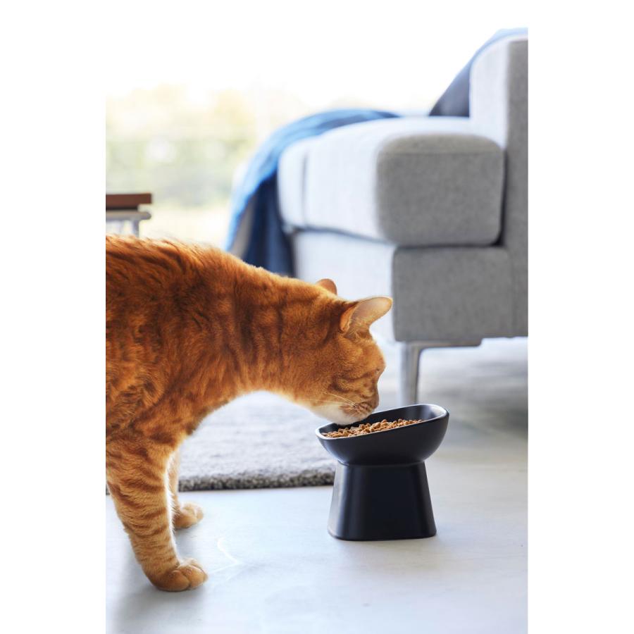 ペットフードボウル nooks ヌークス 食べやすい高さ陶器ペットフードボウル 斜めトール 犬猫用 陶器製 食洗機対応 ペット用品 山崎実業 正規品 ブラック | 山崎実業 | 07