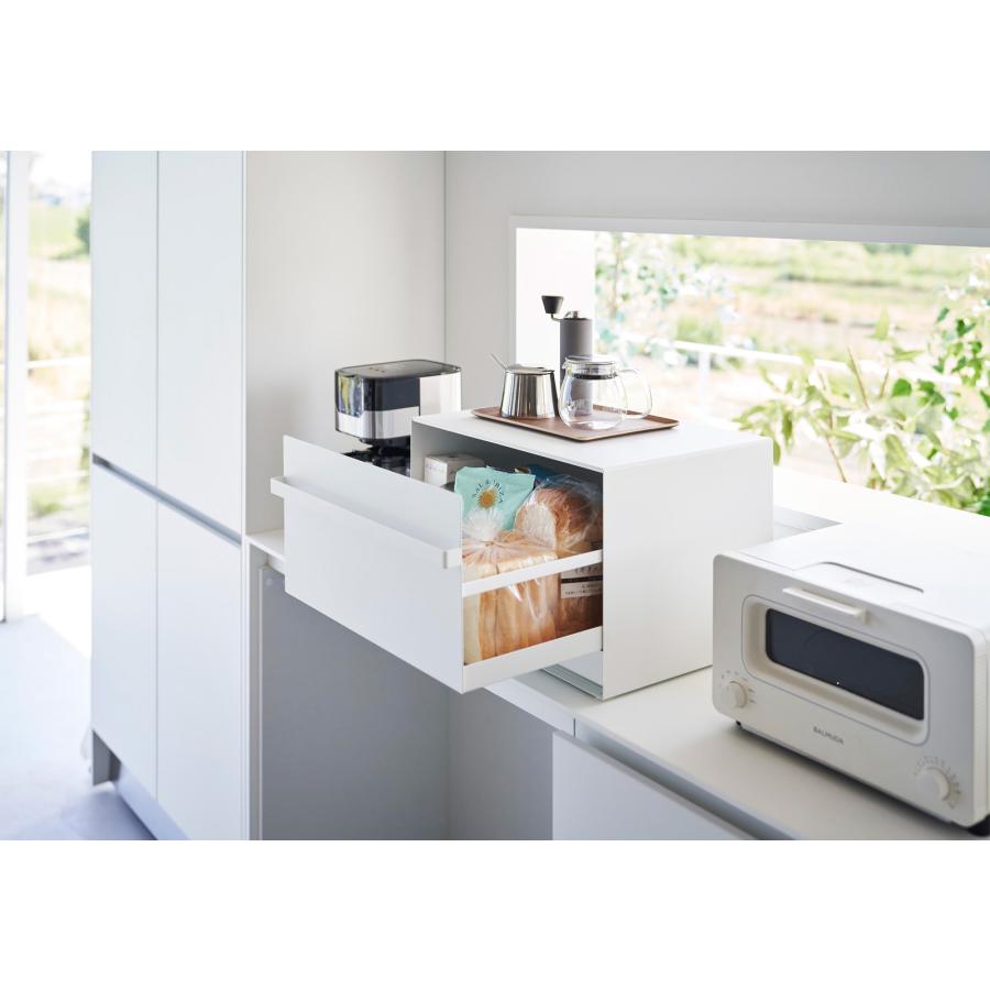 ブレッドケース 正規品 tower タワー ブレッドケース 引き出し型 2段 白 黒 おしゃれ 大容量 大型 ブレッドボックス 山崎実業 ホワイト | tower | 03