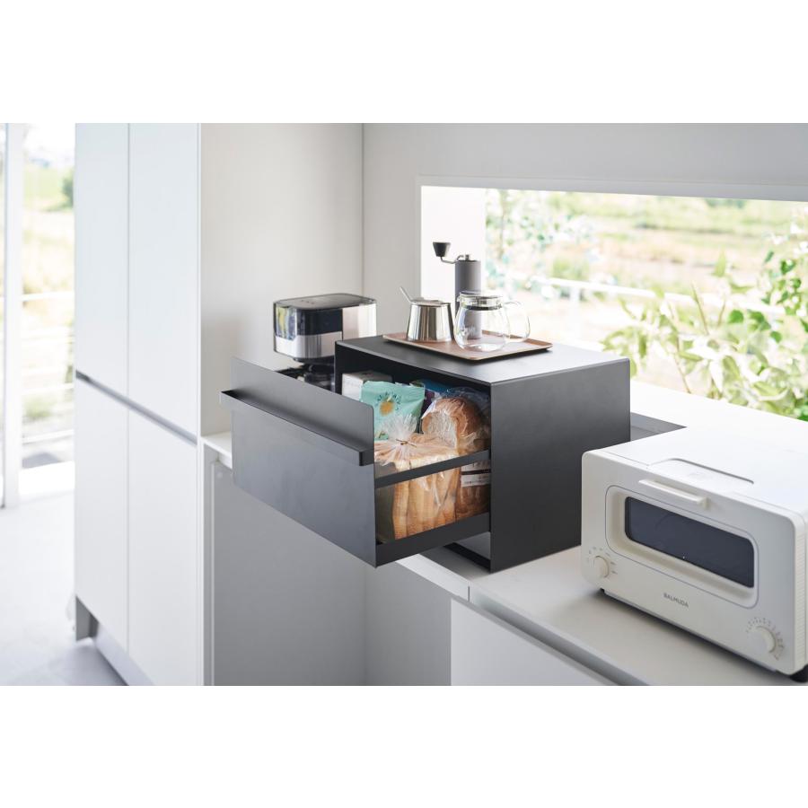 ブレッドケース 正規品 tower タワー ブレッドケース 引き出し型 2段 白 黒 おしゃれ 大容量 大型 ブレッドボックス 山崎実業 ブラック | tower | 03