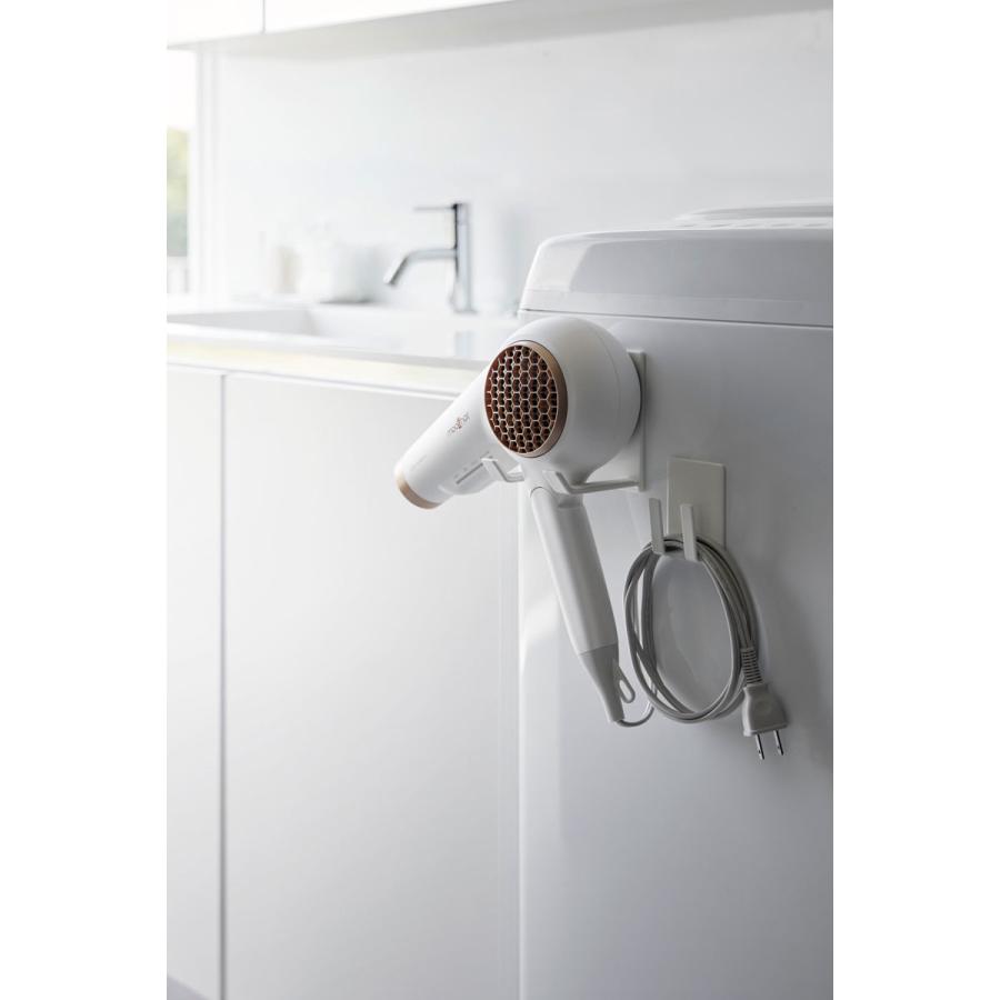 ドライヤーホルダー 正規品 tower タワー マグネットドライヤー＆コードホルダー マグネット収納 コード収納 ドライヤー収納ラック 山崎実業 ホワイト | tower | 04