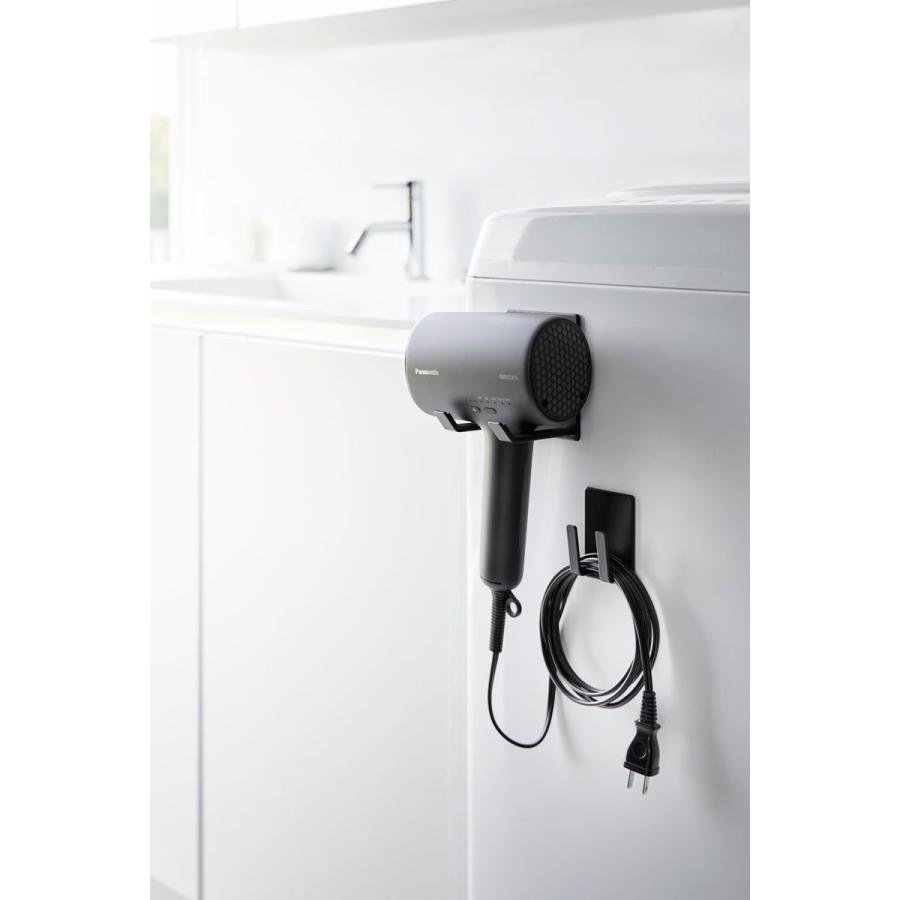 ドライヤーホルダー 正規品 tower タワー マグネットドライヤー＆コードホルダー マグネット収納 コード収納 ドライヤー収納ラック 山崎実業 ブラック | tower | 02
