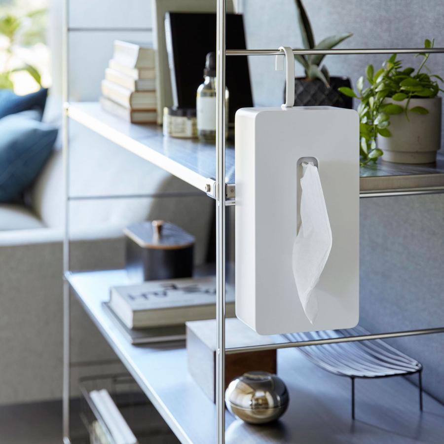 ティッシュケース 正規品 tower タワー 引っ掛けティッシュケース フック 吊るし 縦型 縦置き 浮かせて収納 ティッシュカバー 山崎実業 ホワイト | tower