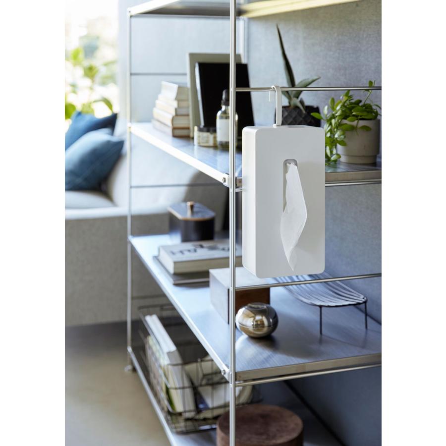 ティッシュケース 正規品 tower タワー 引っ掛けティッシュケース フック 吊るし 縦型 縦置き 浮かせて収納 ティッシュカバー 山崎実業 ホワイト | tower | 02