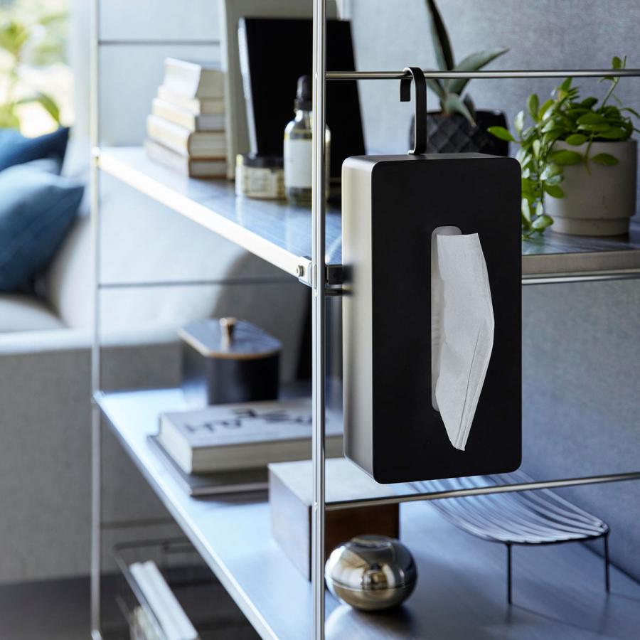 ティッシュケース 正規品 tower タワー 引っ掛けティッシュケース フック 吊るし 縦型 縦置き 浮かせて収納 ティッシュカバー 山崎実業 ブラック | tower