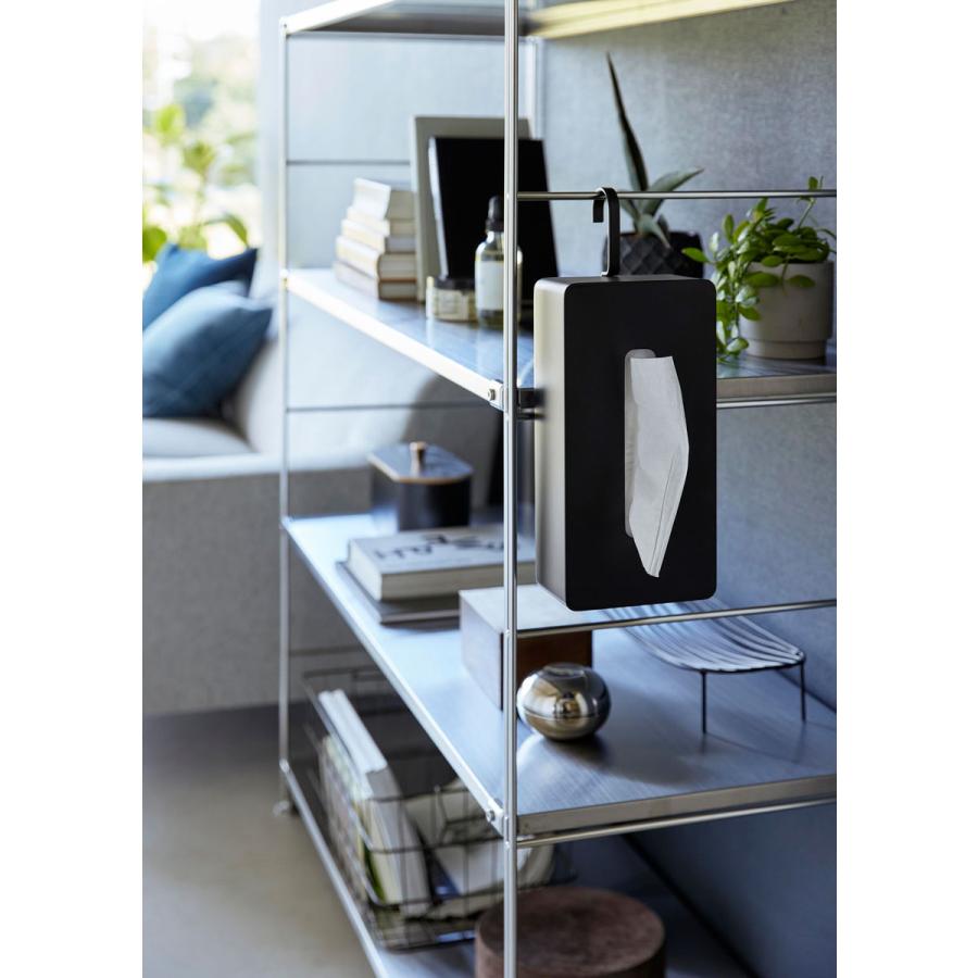 ティッシュケース 正規品 tower タワー 引っ掛けティッシュケース フック 吊るし 縦型 縦置き 浮かせて収納 ティッシュカバー 山崎実業 ブラック | tower | 02