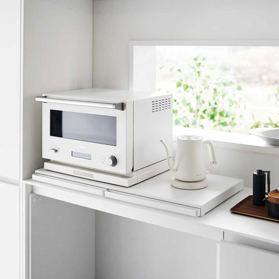 キッチンスライドテーブル tower タワー キッチン家電下スライドテーブル W80 家電下収納ラック 引き出し 山崎実業 正規品 ホワイト | tower