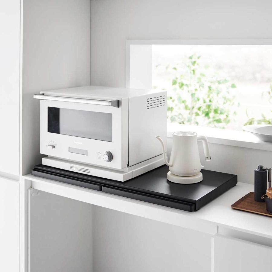 キッチンスライドテーブル tower タワー キッチン家電下スライドテーブル W80 家電下収納ラック 引き出し 山崎実業 正規品 ブラック | tower