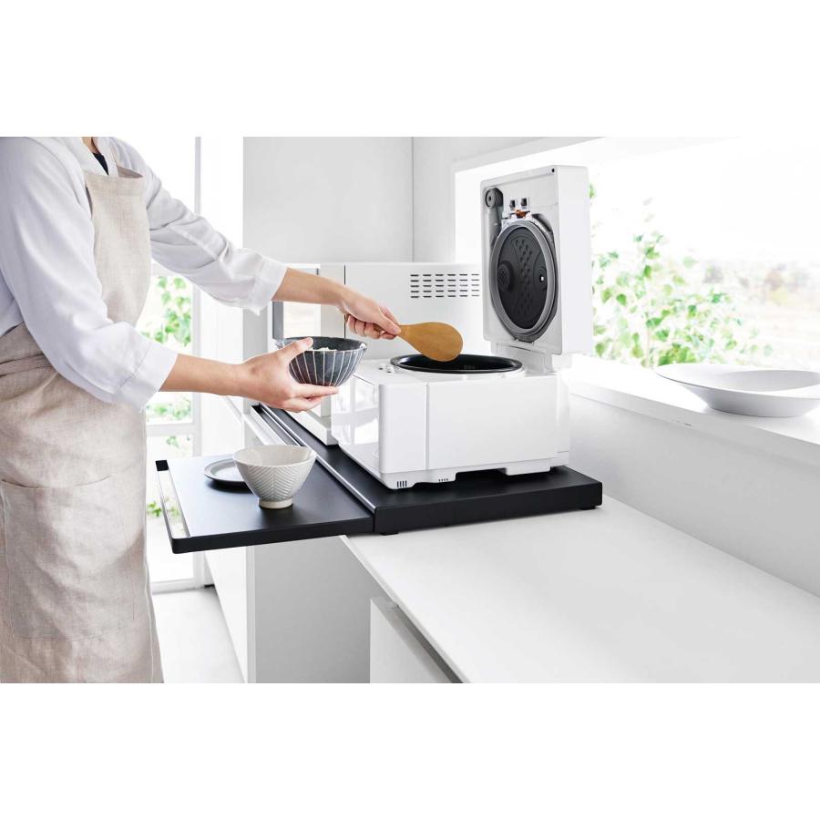 キッチンスライドテーブル tower タワー キッチン家電下スライドテーブル W80 家電下収納ラック 引き出し 山崎実業 正規品 ブラック | tower | 05