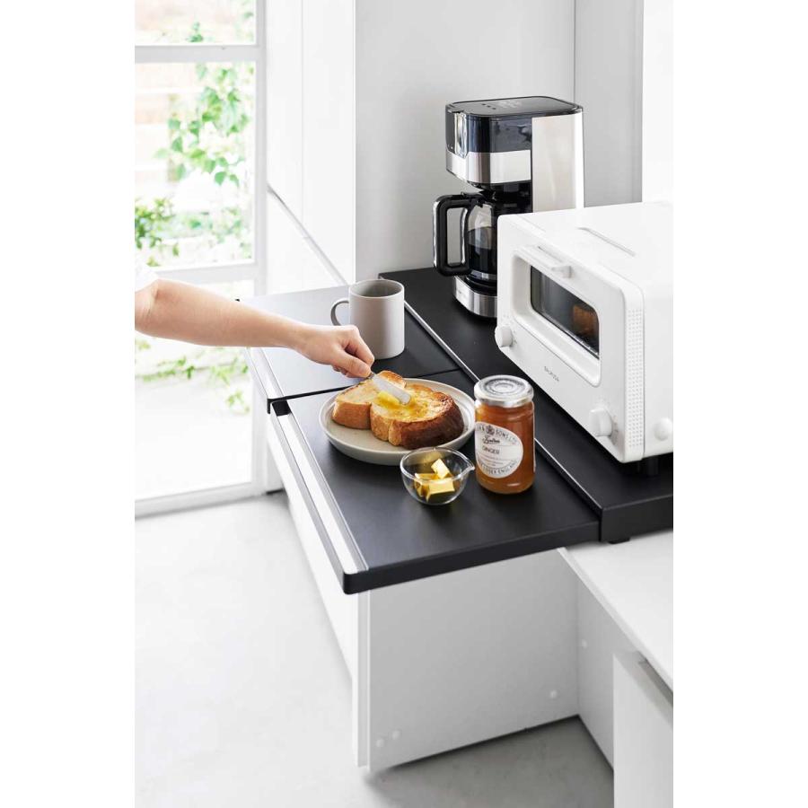 キッチンスライドテーブル tower タワー キッチン家電下スライドテーブル W80 家電下収納ラック 引き出し 山崎実業 正規品 ブラック | tower | 07