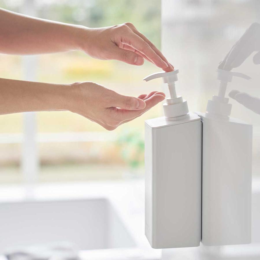 ディスペンサー tower タワー たっぷり洗剤が出るマグネットディスペンサー マグネット お風呂 バスルーム 壁付け 壁掛け 山崎実業 シャンプー ホワイト | tower
