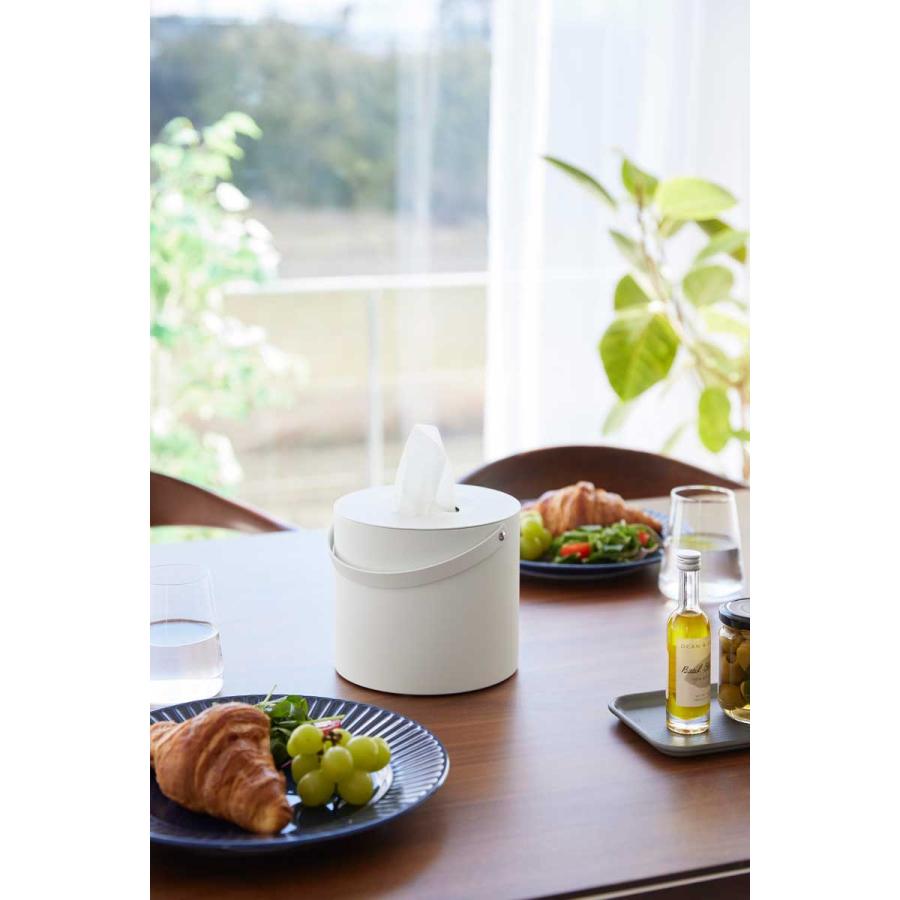 ティッシュケース tower タワー ハンドル付きティッシュケース シンプル 丸形 丸い 円形 おしゃれ ティッシュカバー 山崎実業 正規品 ホワイト | tower | 02