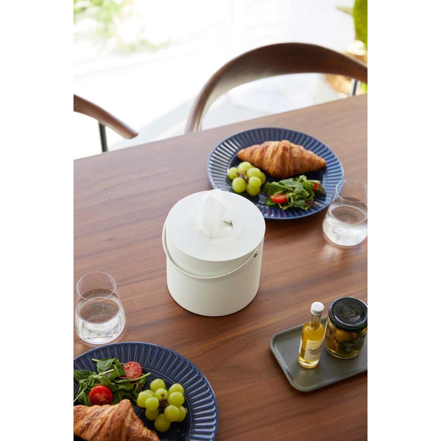 ティッシュケース tower タワー ハンドル付きティッシュケース シンプル 丸形 丸い 円形 おしゃれ ティッシュカバー 山崎実業 正規品 ホワイト | tower | 03