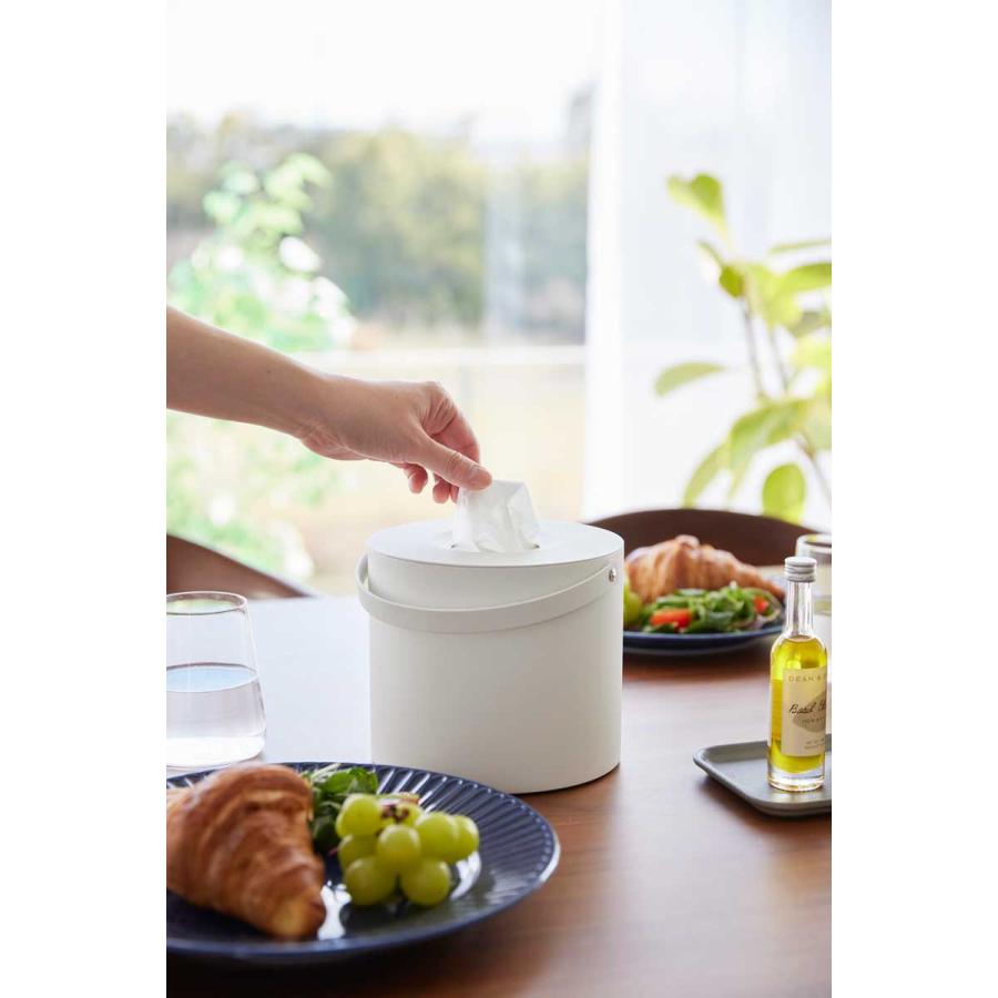 ティッシュケース tower タワー ハンドル付きティッシュケース シンプル 丸形 丸い 円形 おしゃれ ティッシュカバー 山崎実業 正規品 ホワイト | tower | 04
